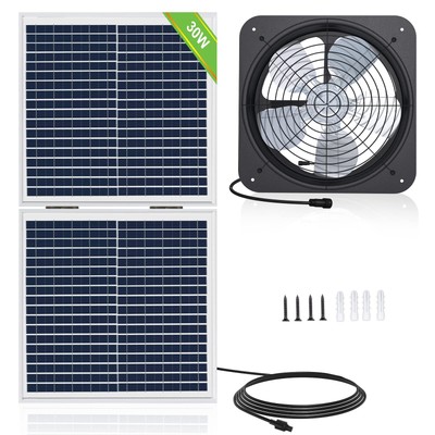 ECO-WORTHY 25W Solar Powered Attic Ventilator Gable Roof Vent Fan with 30W Fo...
