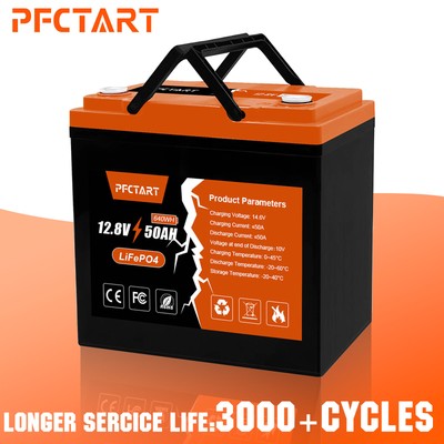 50Ah LiFePO4 Lithium Battery Rechargeable with 50A BMS Home RV Camping Marine