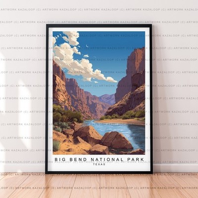Big Bend National Park Texas Unframed Illustration Art Print Desert Canyon