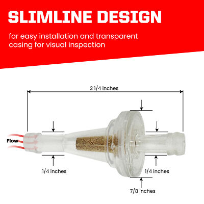 Outlaw Racing Clear Inline Gas Fuel Filters Motorcycle Scooter ATV 1/4" (2 Pack)