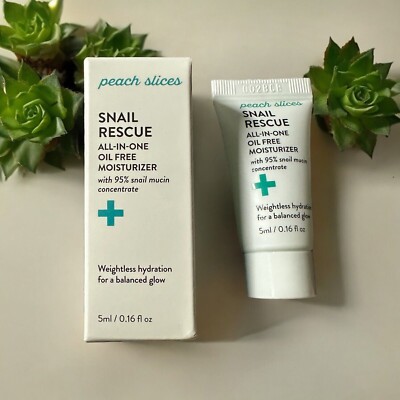 Peach Slices- Snail Rescue- All In One- Oil Free Moisturizer- MINI .16 oz NEW...