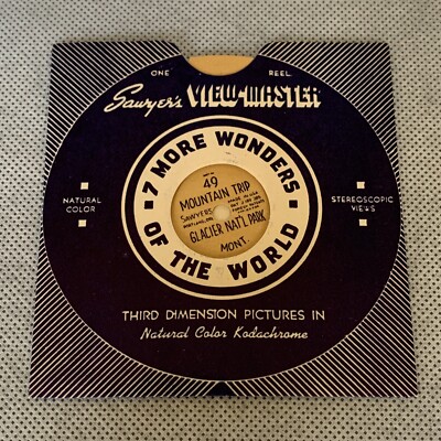 Single view-master Reel 49 Mountain Trip Glacier Natl Park MT HL Buff Tam 1H