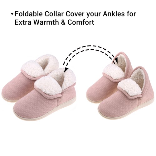 Womens Comfort Memory Foam Bootie Slippers Ankle High Warm Plush House Shoes