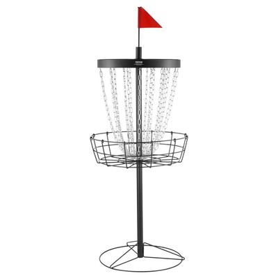 VEVOR 24-Chains Disc Golf Basket Portable Disc Golf Catcher Black Hole Practice