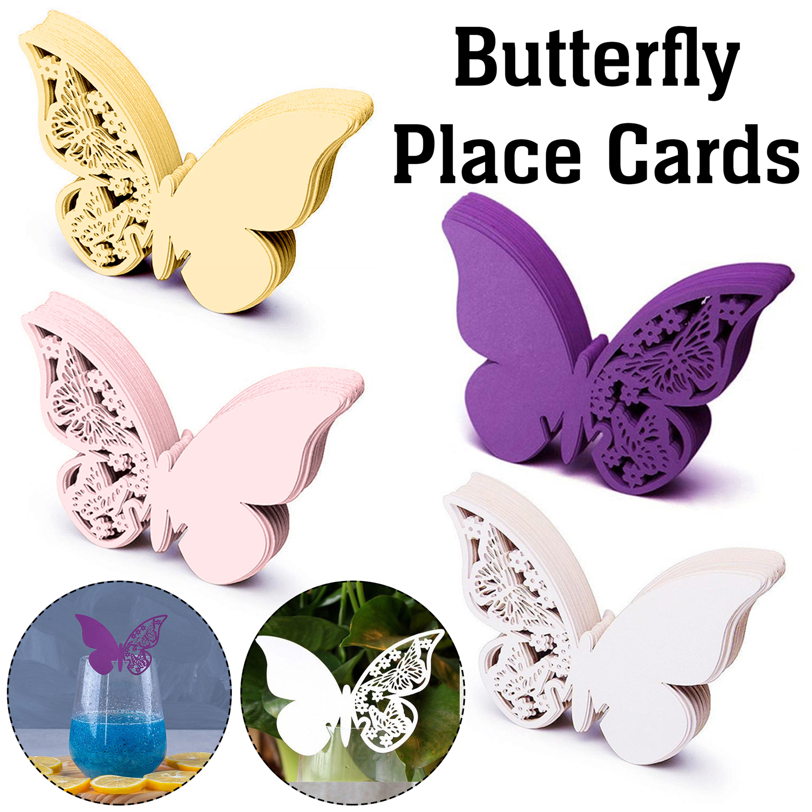 50x Butterfly Name Place Card Label Name Card Wedding Birthday Table Decoration