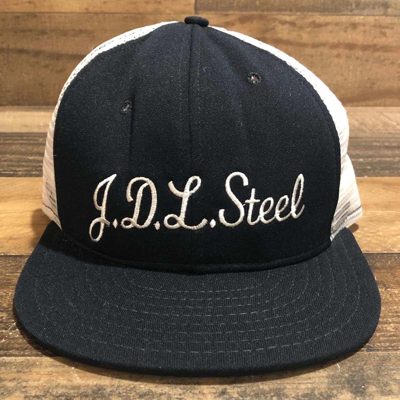 Vintage JDL Steel Hat Snapback Trucker Cap Mens Black White