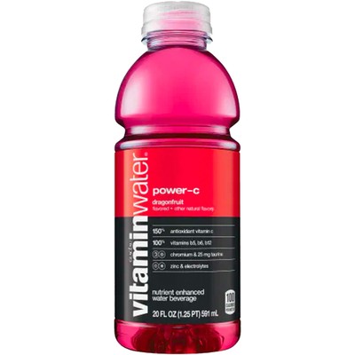 Vitamin Water, Dragonfruit - Power C, 20oz Bottle (Pack of 6, Total of 120 Oz)