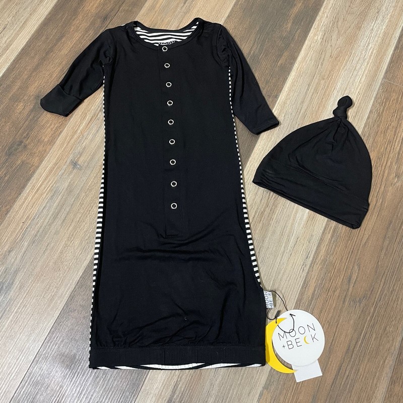 Moon + Beck Baby 0-3M Newborn Gown & Hat Set