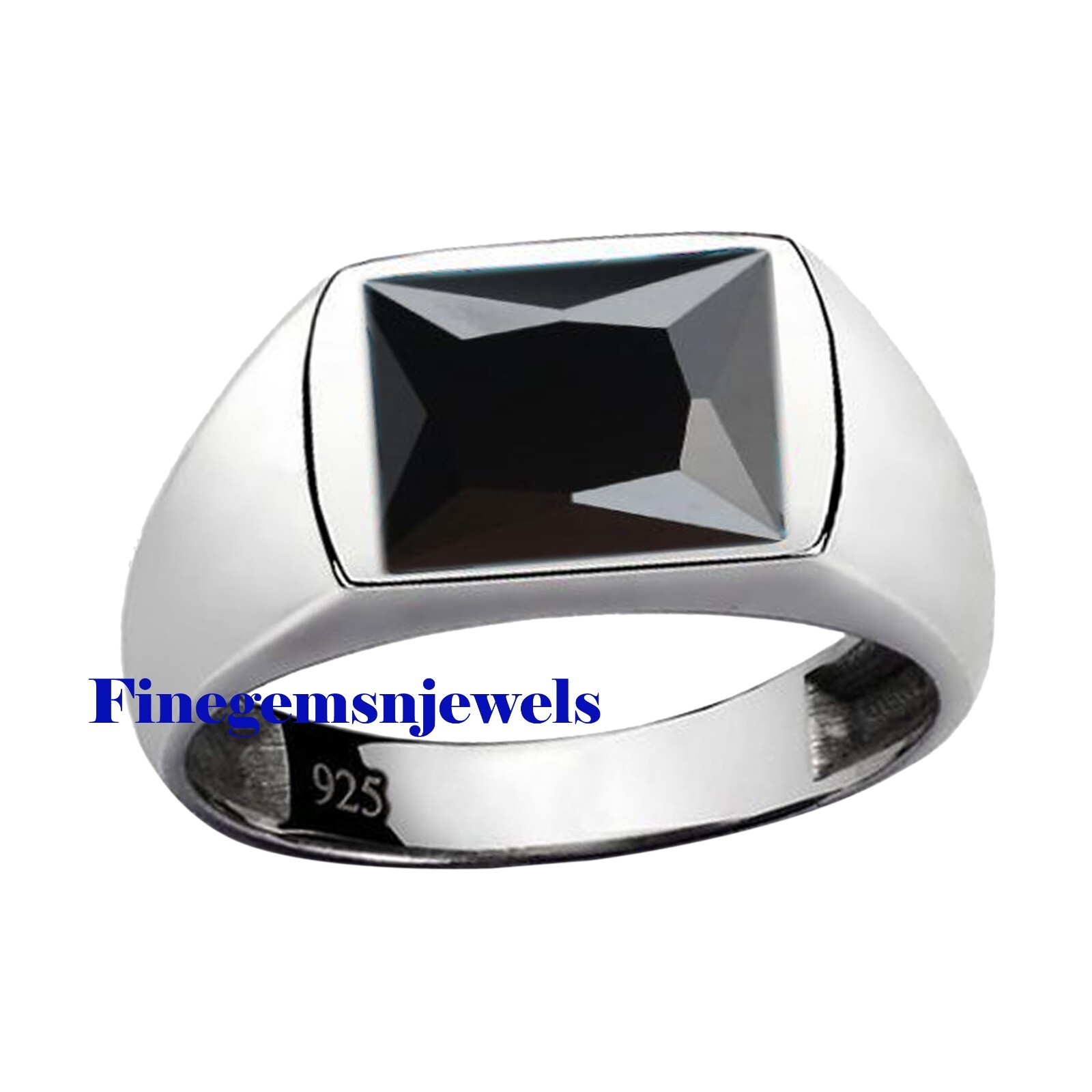 Natural Black Onyx Gemstone with 925 Sterling Silver Ring