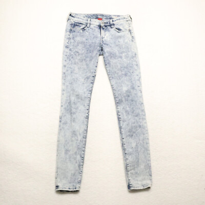 Arizona Women's Junior Size 5 Blue Skinny Acid Wash Cotton Blend Stretch Jegging