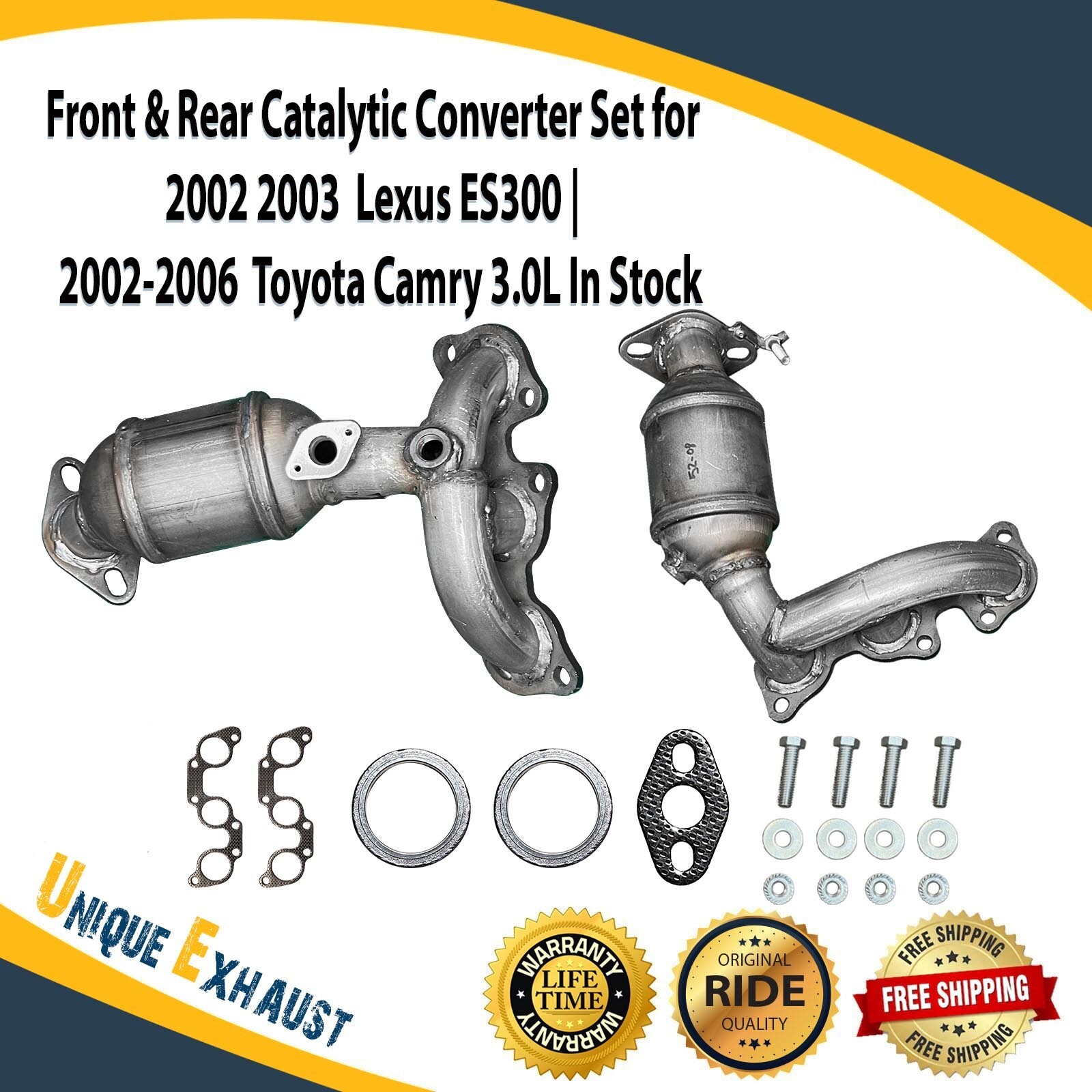 Front & Rear Catalytic Converter Set for 02-03LexusES300|02-06 Toyota Camry 3.0L