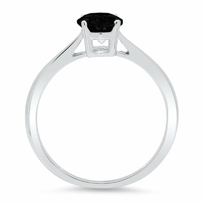 Pre-owned Pucci 1 Ct Oval Designer Statement Bridal Natural Onyx Ring Real Solid 14k White Gold
