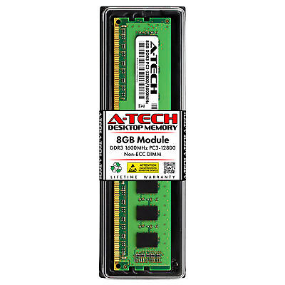 A-Tech 8GB PC3-12800 Desktop DDR3 1600 MHz Non ECC 240-Pin DIMM Memory RAM 1x 8G