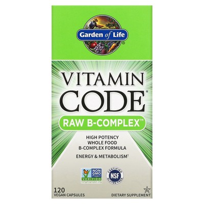Garden of Life Vitamin Code Raw B-Complex 120 веганских капсул без глютена, кошерный, нет