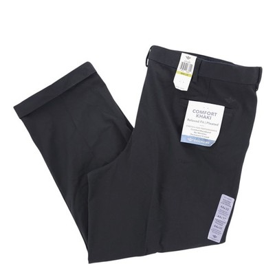 NWT DOCKERS Black Easy Khaki Relaxed Fit Pleated Comfort Waistband Cuffed 44x32