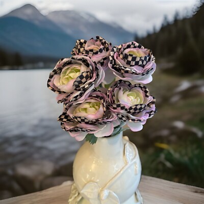 Mackenzie Childs Purple Ranunculus Stem New Set Of 5
