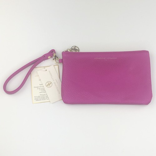 Adrienne Vittadini Studio Phone Charging Wallet Wristlet Fuchsia Pebble 8” NEW