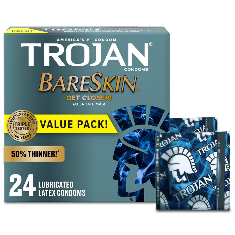 Bareskin Ultra-Thin Lubricated Condoms, 24 Count Value Pack