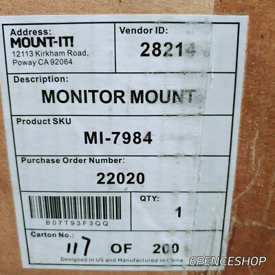 open box Mount-It! Adjustable Dual-Monitor Mount Up to 27'' Black (MI-7984)