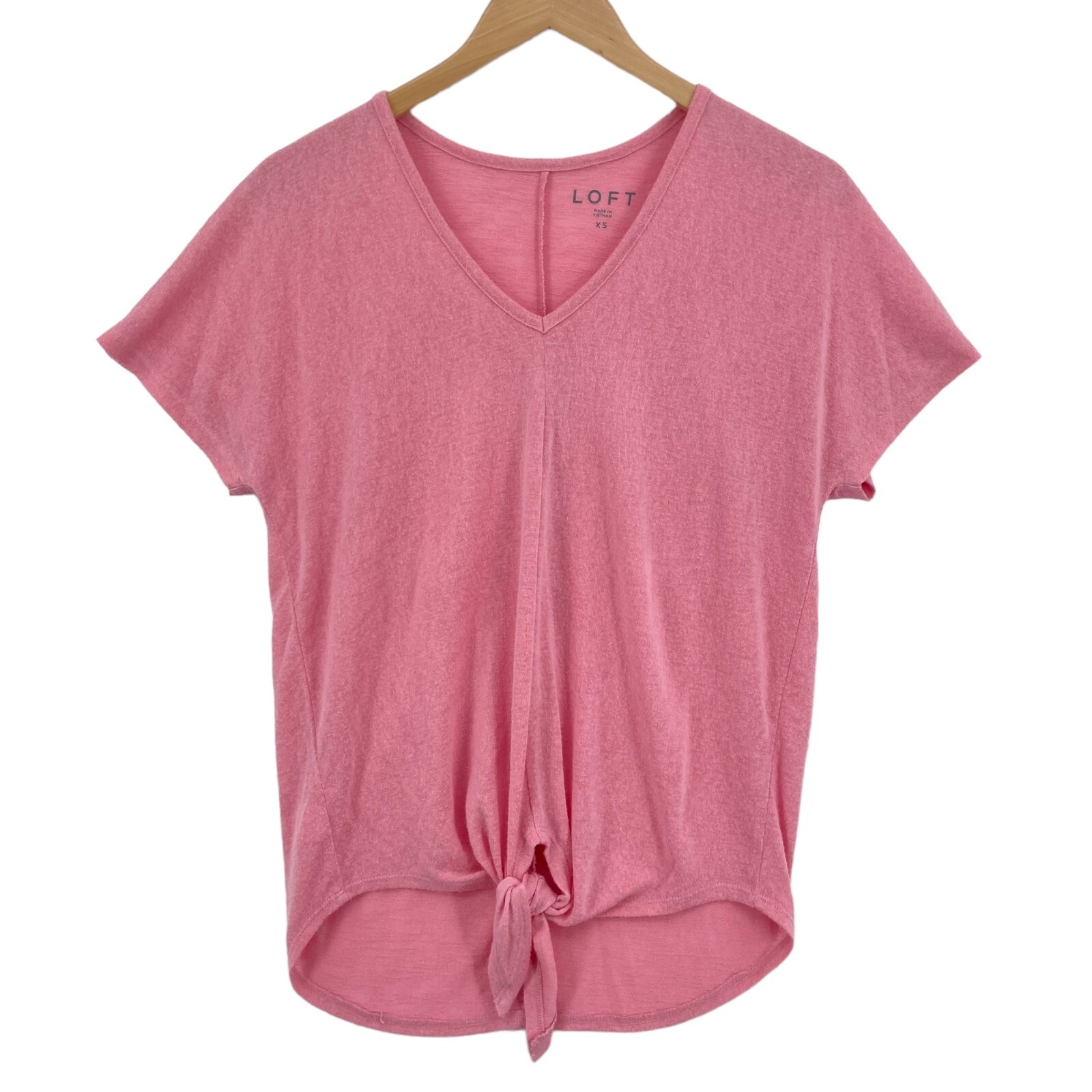 LOFT Women Super Soft Pink Knit Modal Front Knot Cap Sleeve