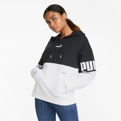 

Puma Power Colorblock Pullover Hoodie Женская черная повседневная спортивная верхняя одежда 849, Черный, Puma Power Colorblock Pullover Hoodie