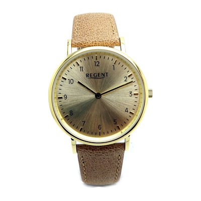 Regent Ladies Wrist Watch LD-1607 Gold Coloured Brown Leather Strap