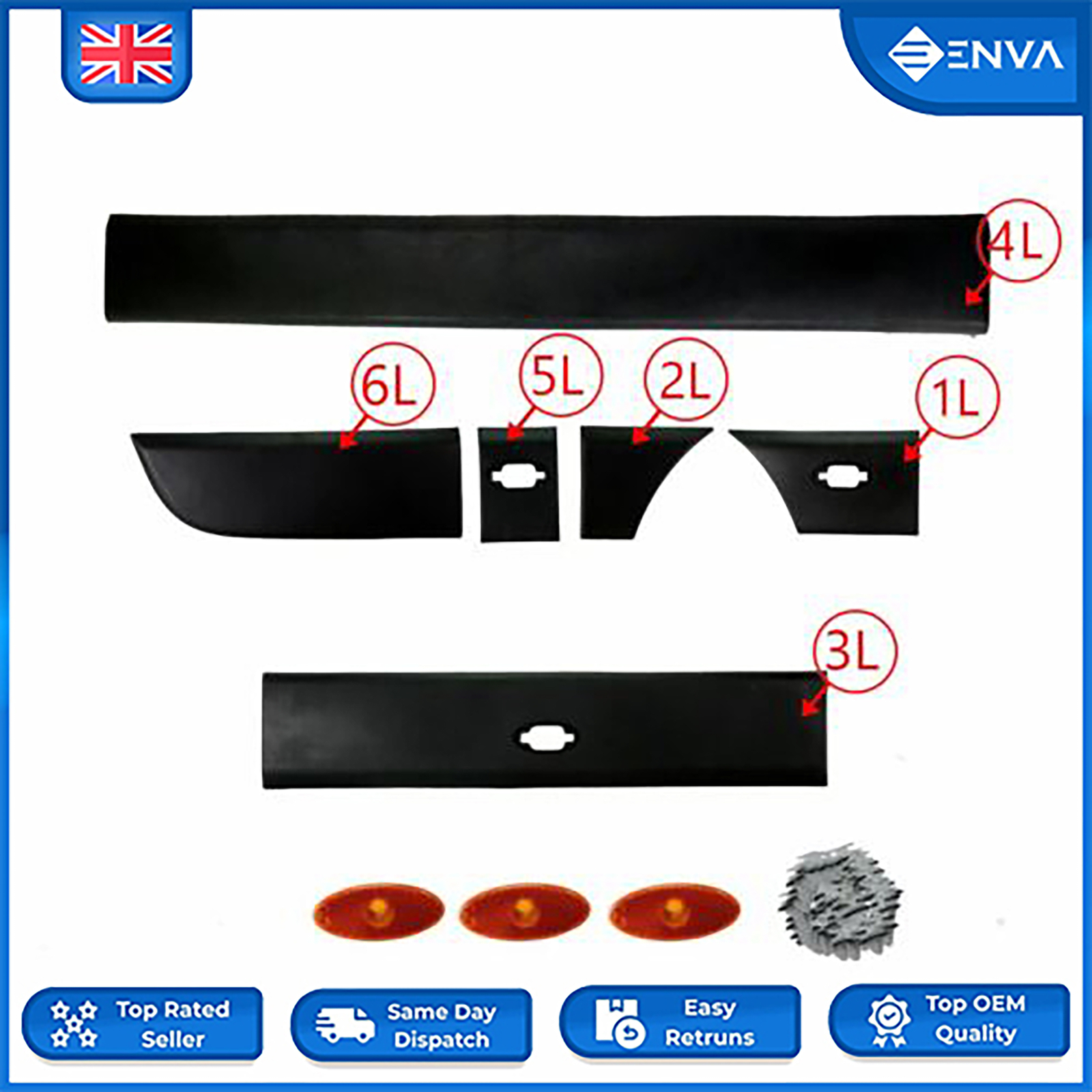 Side Moulding Strip with Side Marker Lamp 261B00001R , 808210166R  , 768570130R
