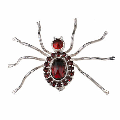 Pre-owned Sterling Bohemian Garnet  Silver Spider Brooch