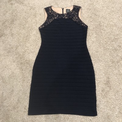 Adrianna Papell Women's Size 8 Blue Tiered Lace Knee Length Cocktail Dress