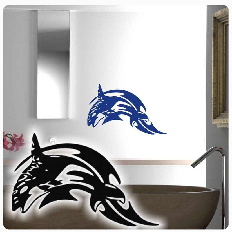 Wandtattoo Orca Wal Fisch Tribal Wandaufkleber Bad Wc Badezimmer Lounge W843 