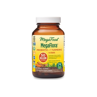 MegaFood MegaFlora Пробиотик с куркумой, 60 капсул
