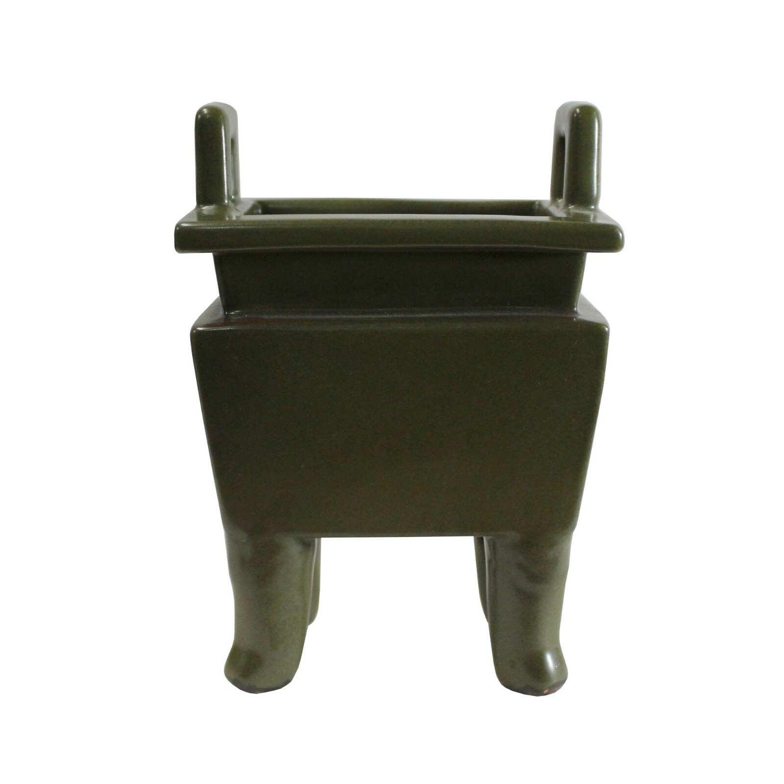 Chinese Handmade Dark Olive Green Ceramic Accent Ding Holder ws320S Chinese Handmade Dark Olive Green Ceramic Accent Ding Holder ws320S