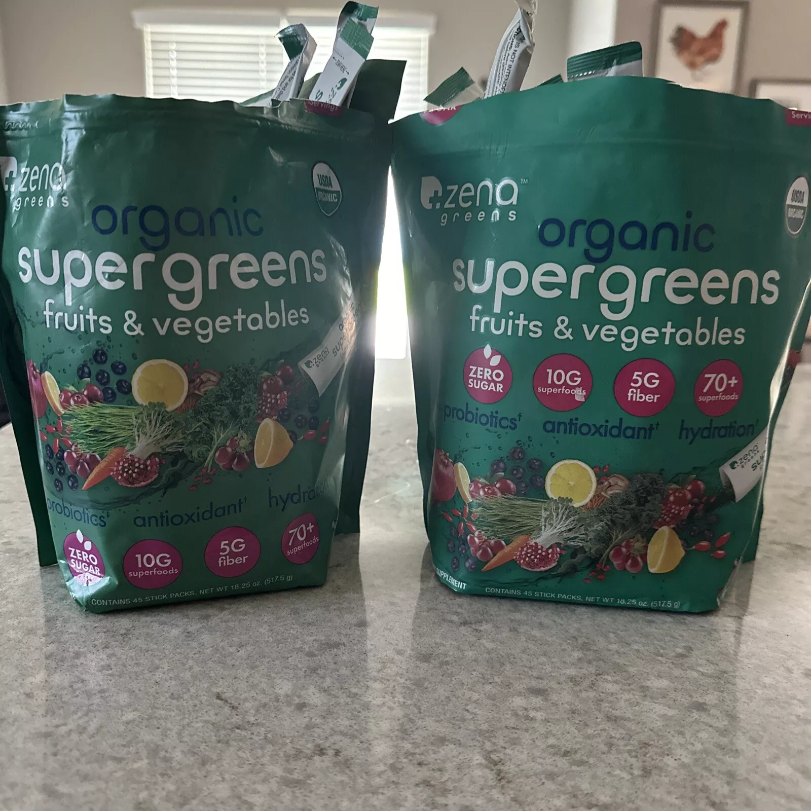 禅食　ZEN49➕SUPER PREMIUM RICH Zena Organic Super Greens Superfood Powder Mix, 45 Packets