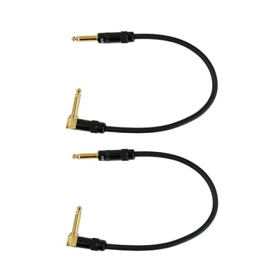2 Pack Audio2000's C28001P2 1 Ft 1/4'' TS Right Angle To 1/4'' TS Cable 