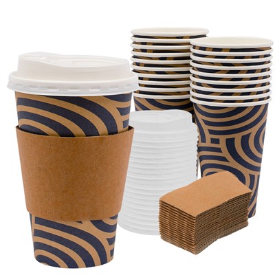 Disposable Coffee Cups With Lids & Sleeves, [20 Pack] Hot & Cold ...