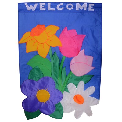 28" x 42" Welcome Floral Decorative Hanging Flag Party/Lawn Decoration