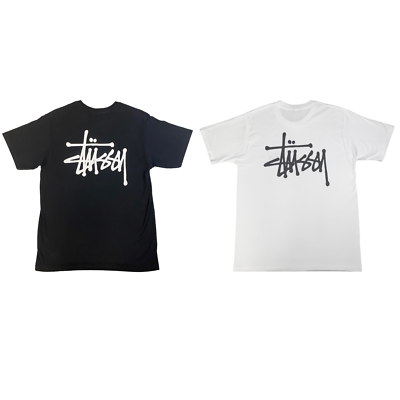 Stussy Mens Basic T Shirt Black White 1904649