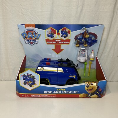 Paw Patrol Chase Rise and Rescue Transforming Toy Car w/Action Figure & Acc. NEW