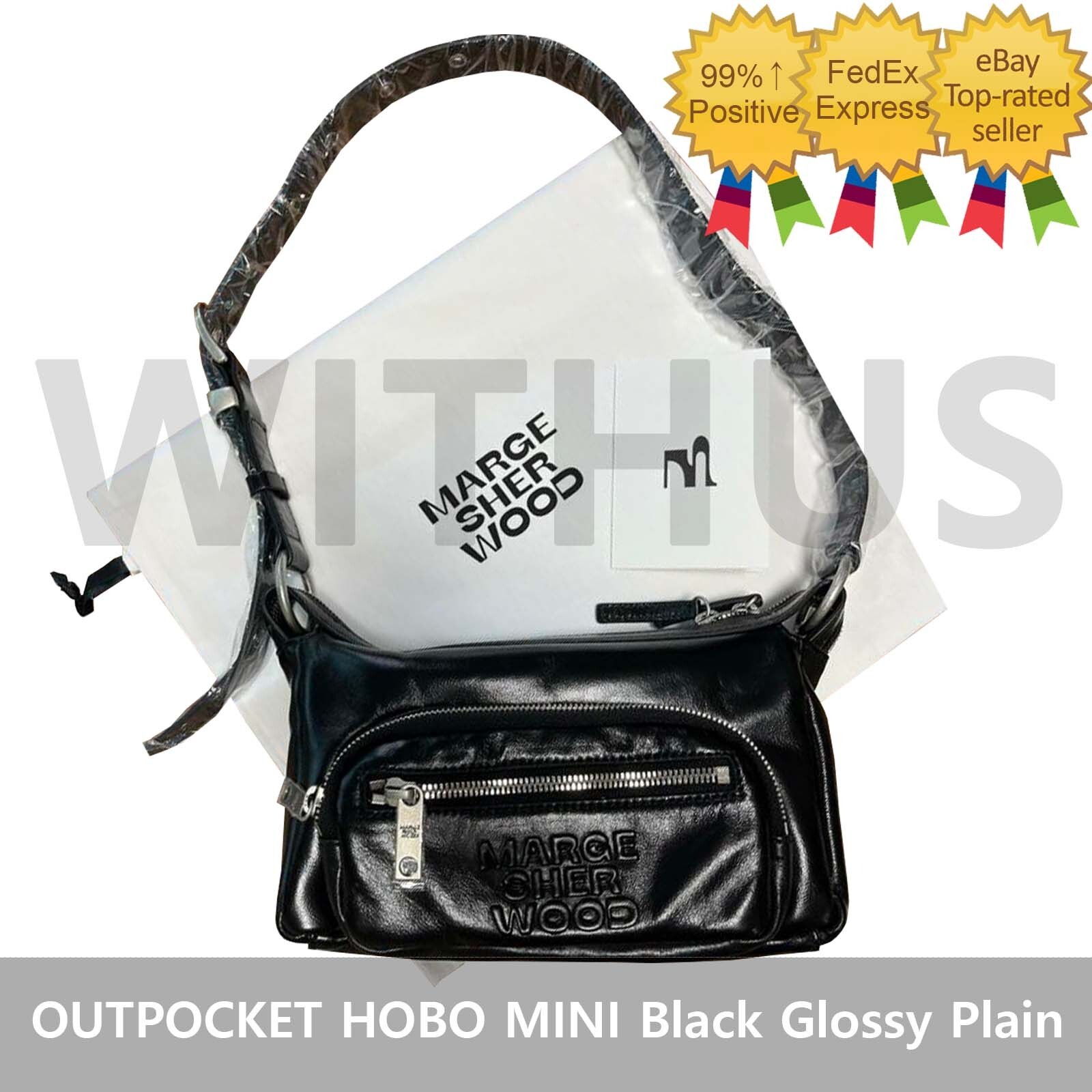 MARGE SHERWOOD OUTPOCKET HOBO MINI - Black Glossy Plain