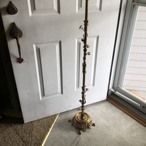 Vintage Ornate French Lace Brass Floor Lamp ceramic Roses