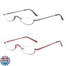 COVESATO Half Frame Reading Glasses, Half Metal Moon Readers for Women Men 2 Pairs 2.25