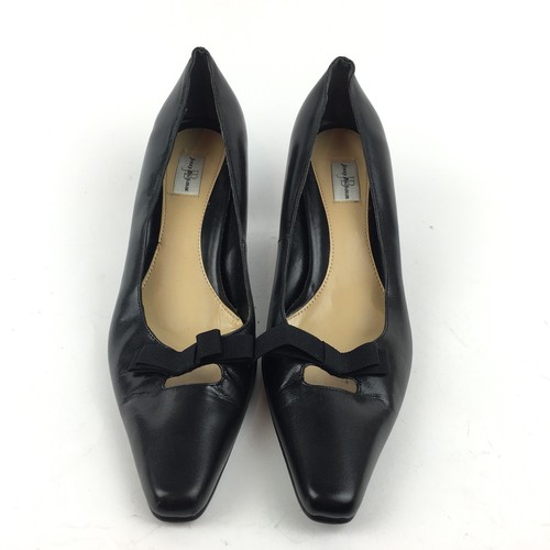 Jenny Buchanan Womans Heels Size 8.5 Black Leather Bow Pointy Toe Pumps Career