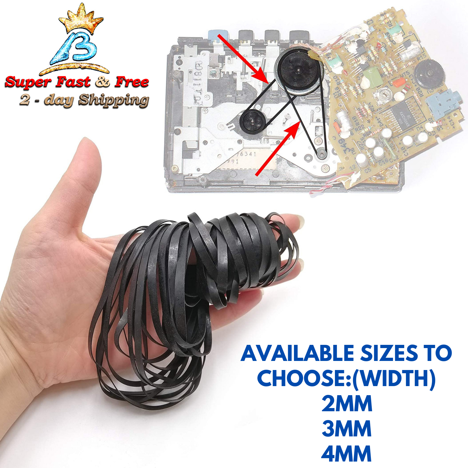 Rubber Drive Belt Replacement For Cassette Tape Machine Recorder 40-135MM 50 Pcs