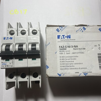 EATON FAZ-C16/3-NA, 16A, C, 3pol, Circuit Breaker,480/277VAC, New