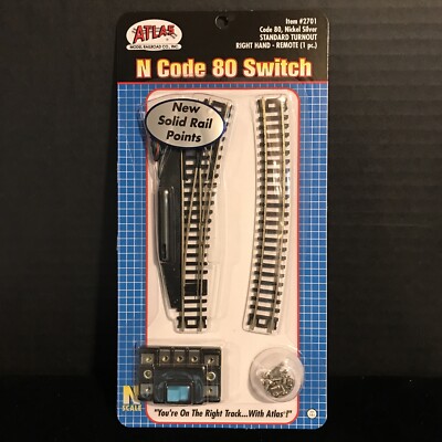 ATLAS N GAUGE 2701 STANDARD TURNOUT RIGHTHAND-CODE 80-NEW