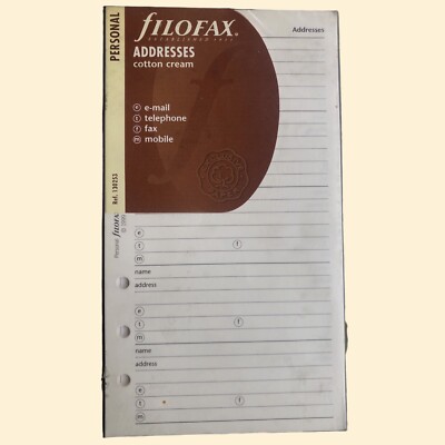 Filofax Replacement Personal Cotton Cream Addresses