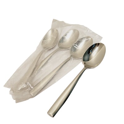 4 Fortessa Flatware 18/10 Stainless Steel SS Luca dessert/oval Soup Spoons