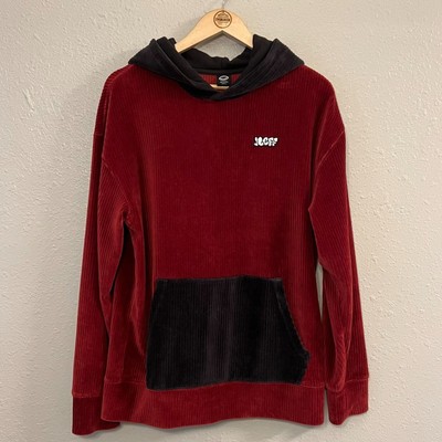 Neff Wilson Men's Corduroy Hoodie Sweatshirt Maroon Black Size Unisex Small