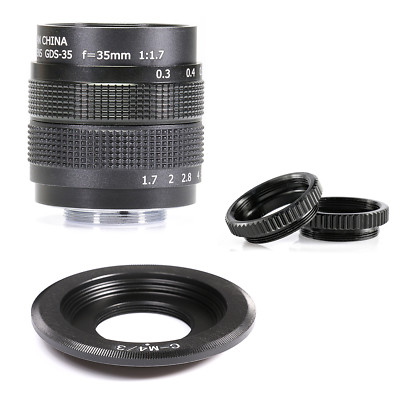 Fujian 35mm f/1.7 CCTV cine lens for M4/3 / MFT Mount Camera & Adapter bundle ne