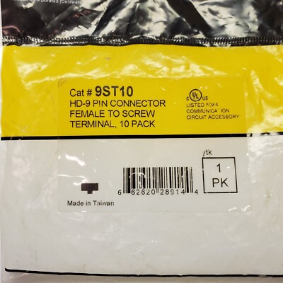 10 Pack DB9 VGA Connector Hubbell, D-Sub, Female 9- Pin, Screw Terminal-Open Box